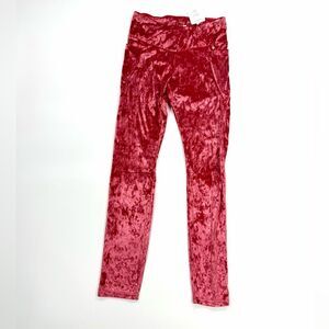 Fabletics Crushed Velour High-Waisted Crossover Leggings – Size L (Red)